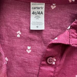 Carter's Pink Heart & Tulip Button-Up Toddler Shirt